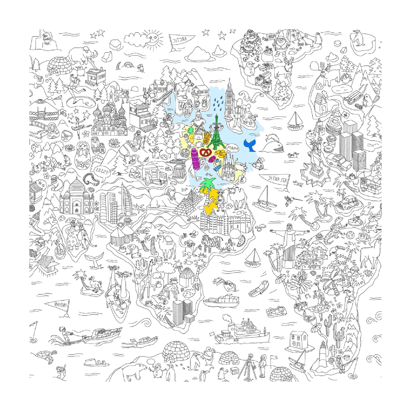  Mappa gigante del mondo da colorare 