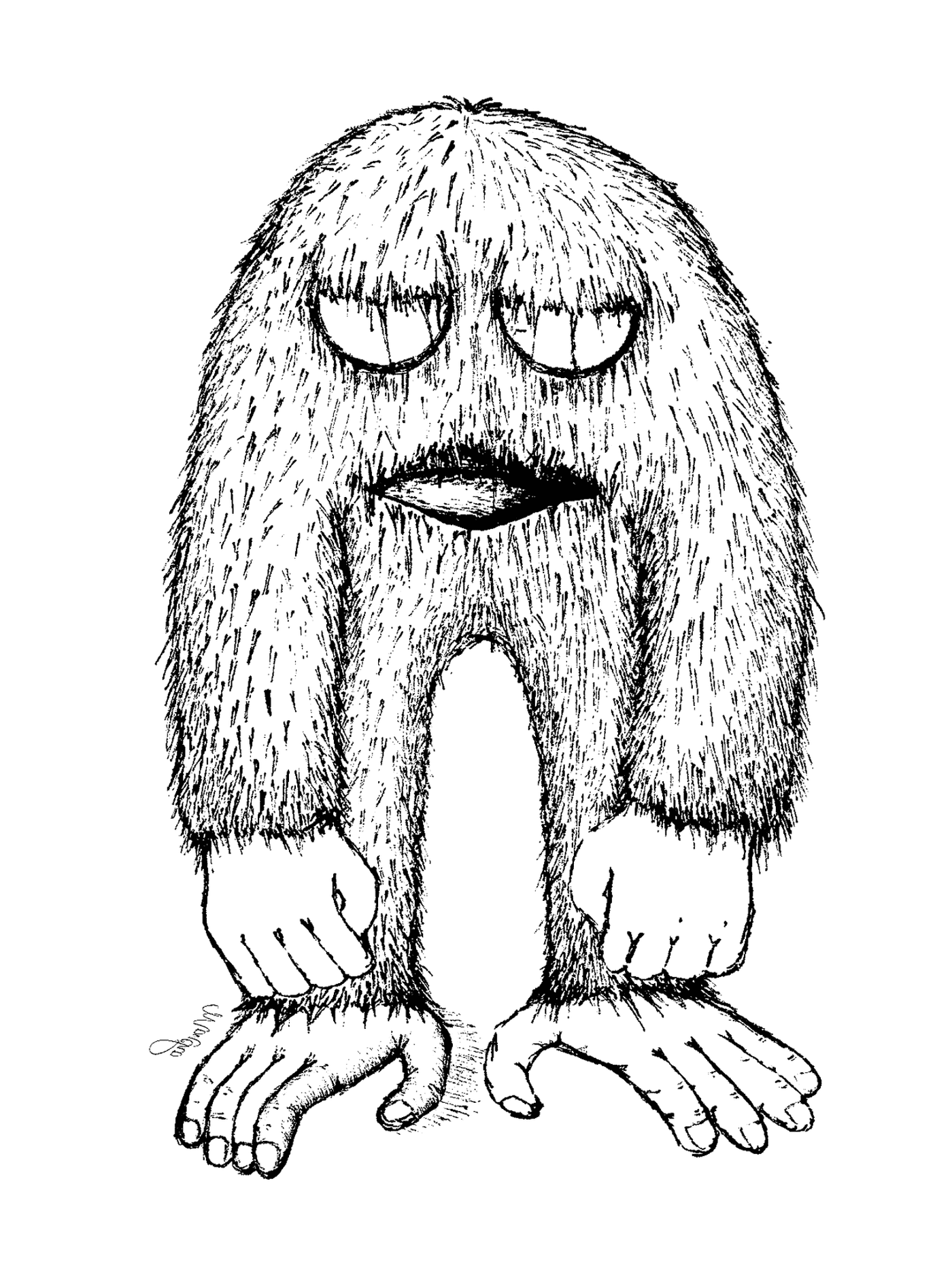  Hairy creature with imposing face 