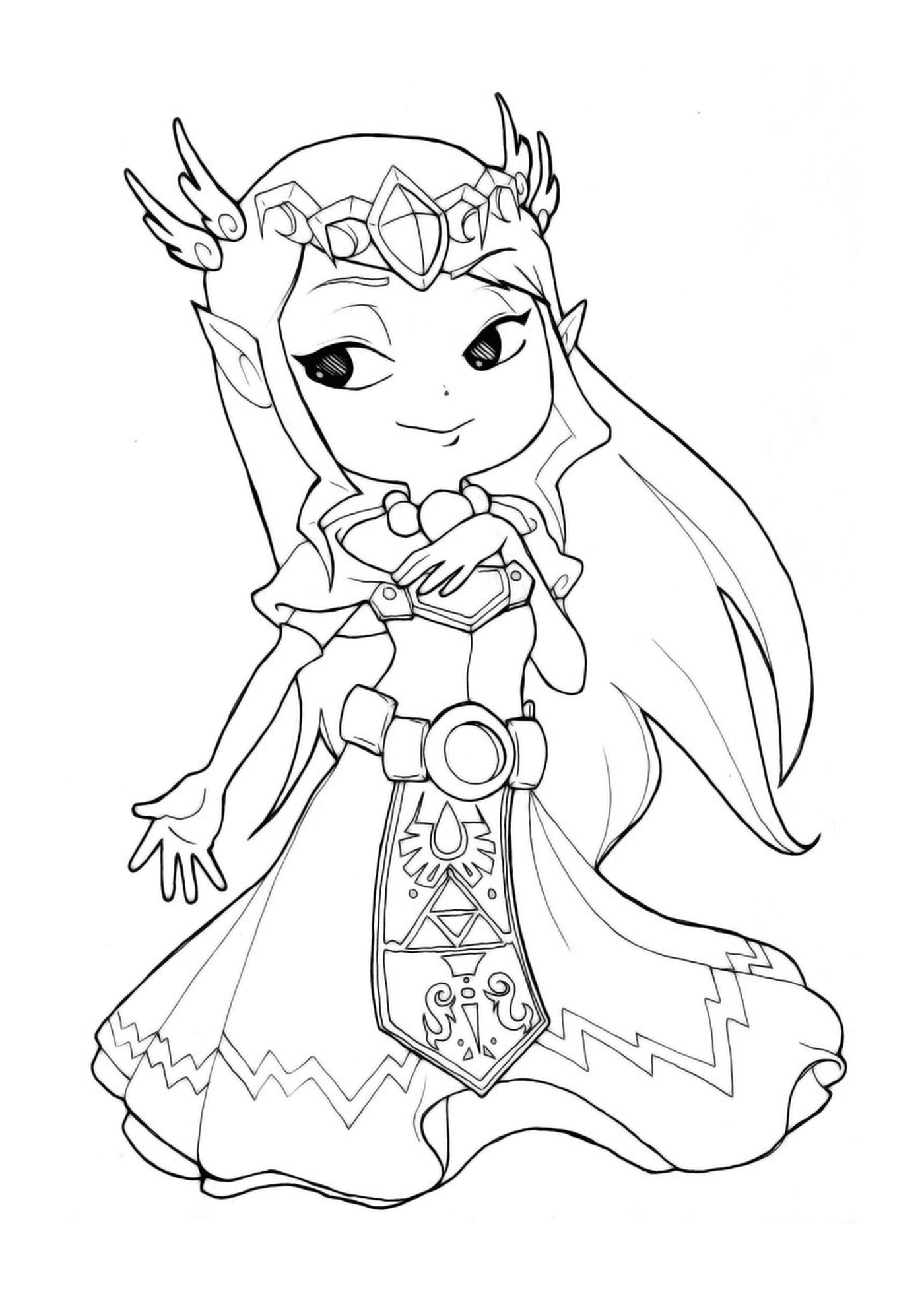  Princess Zelda, elegant dress 