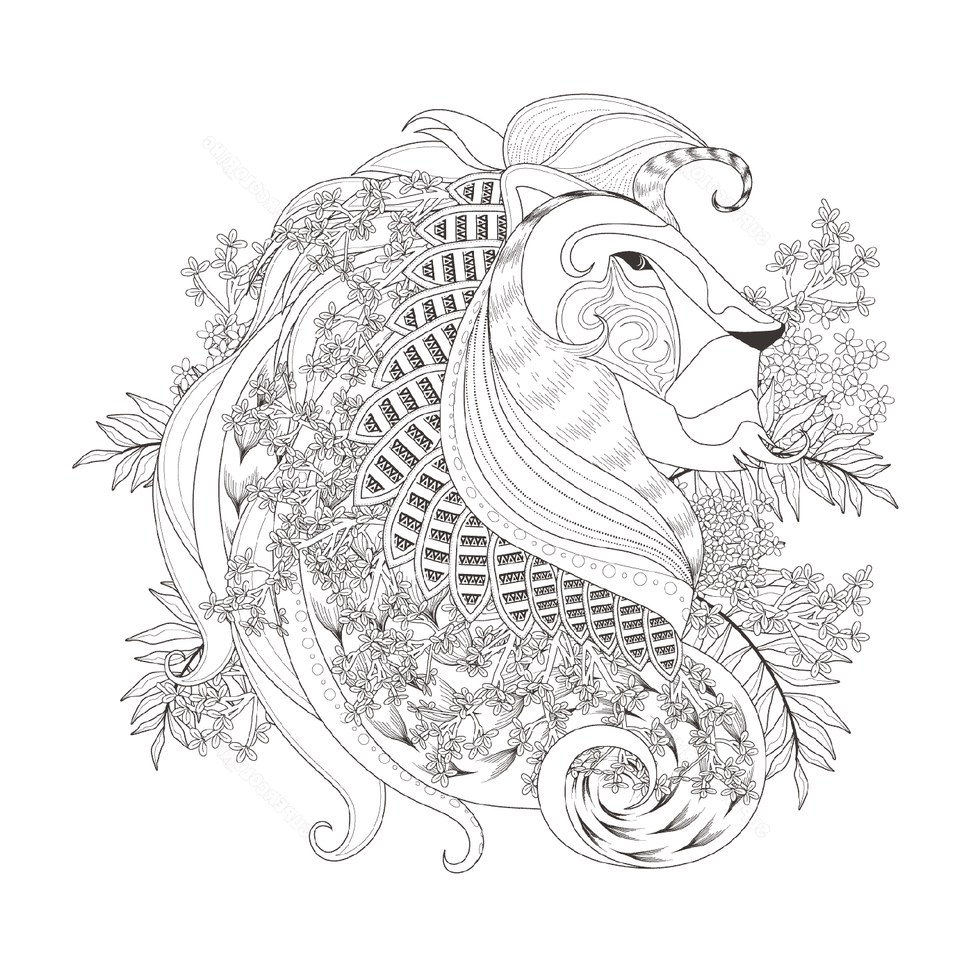  Lion with flowers 