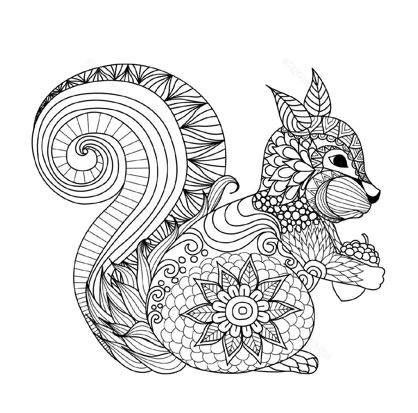  Elegant squirrel in zentangle style 