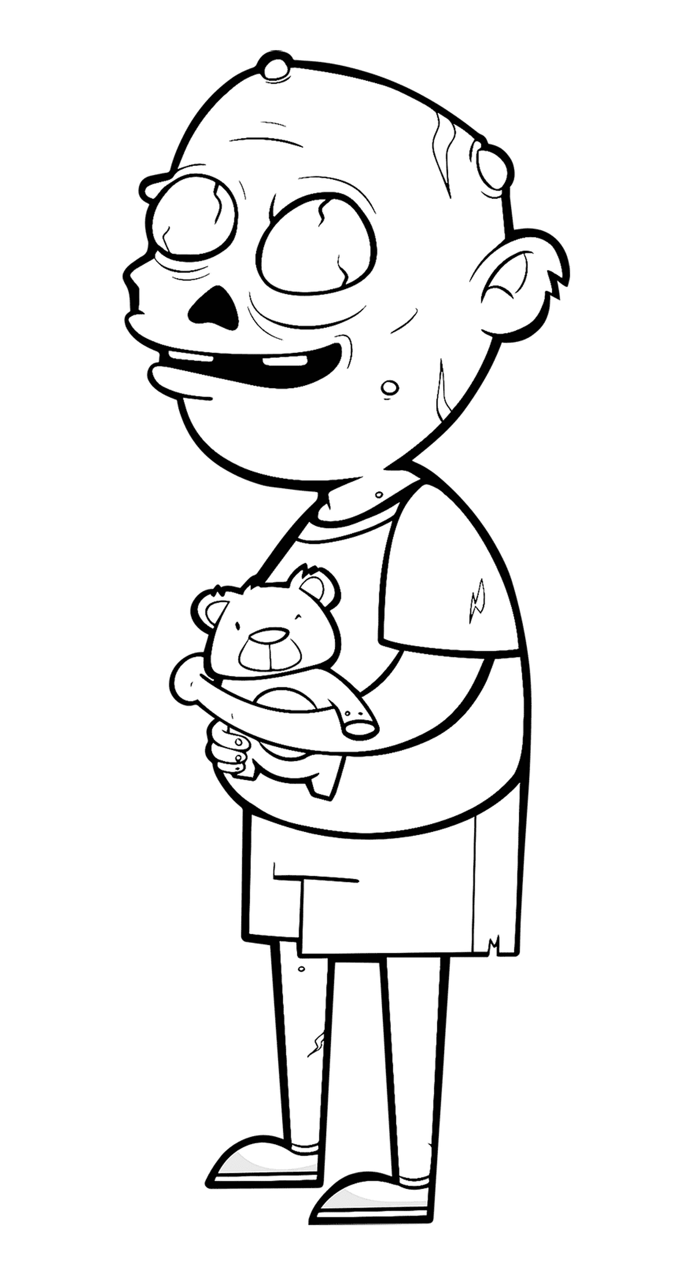  A zombie holding a teddy bear 