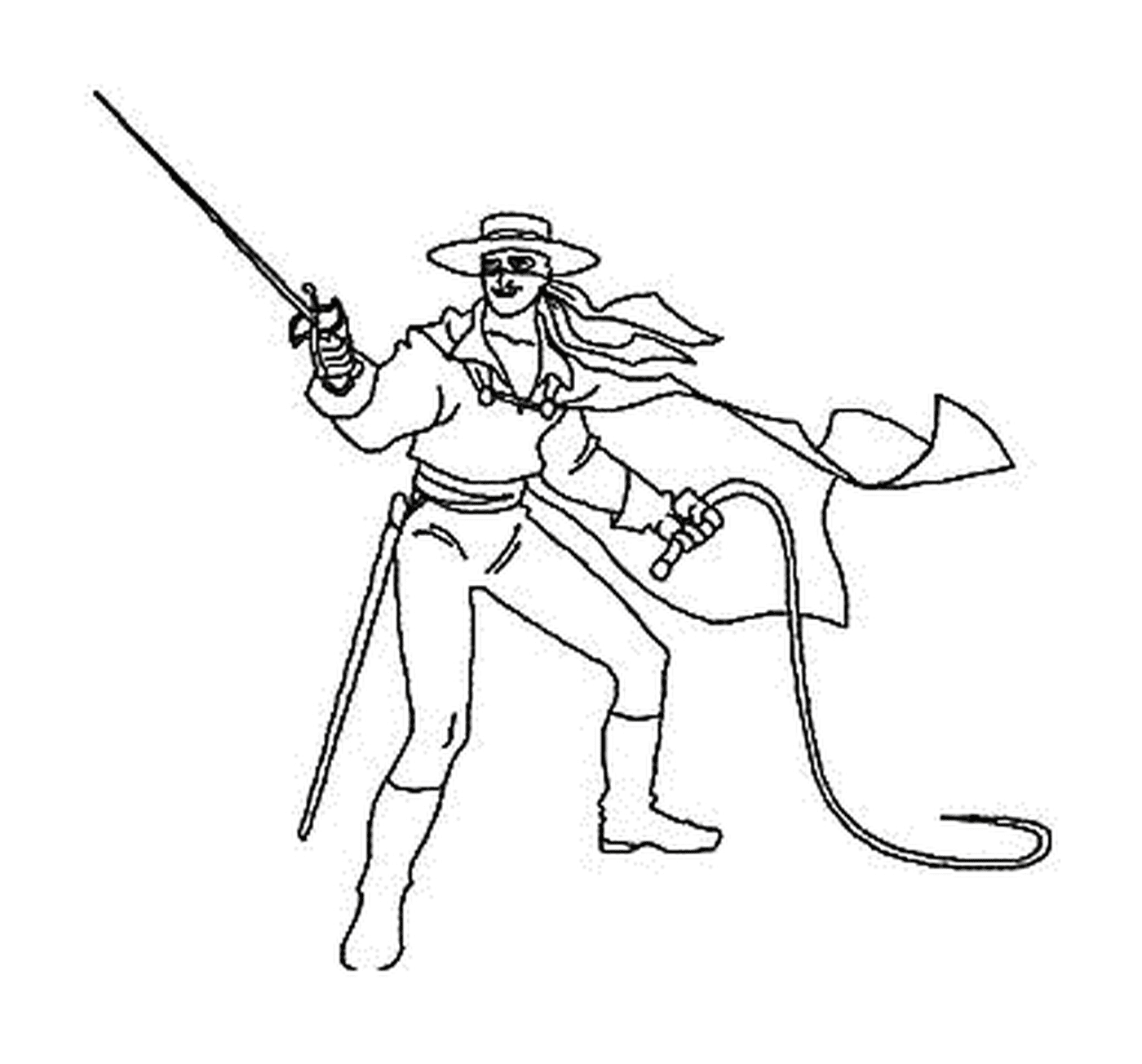  Zorro con su látigo y su espada 