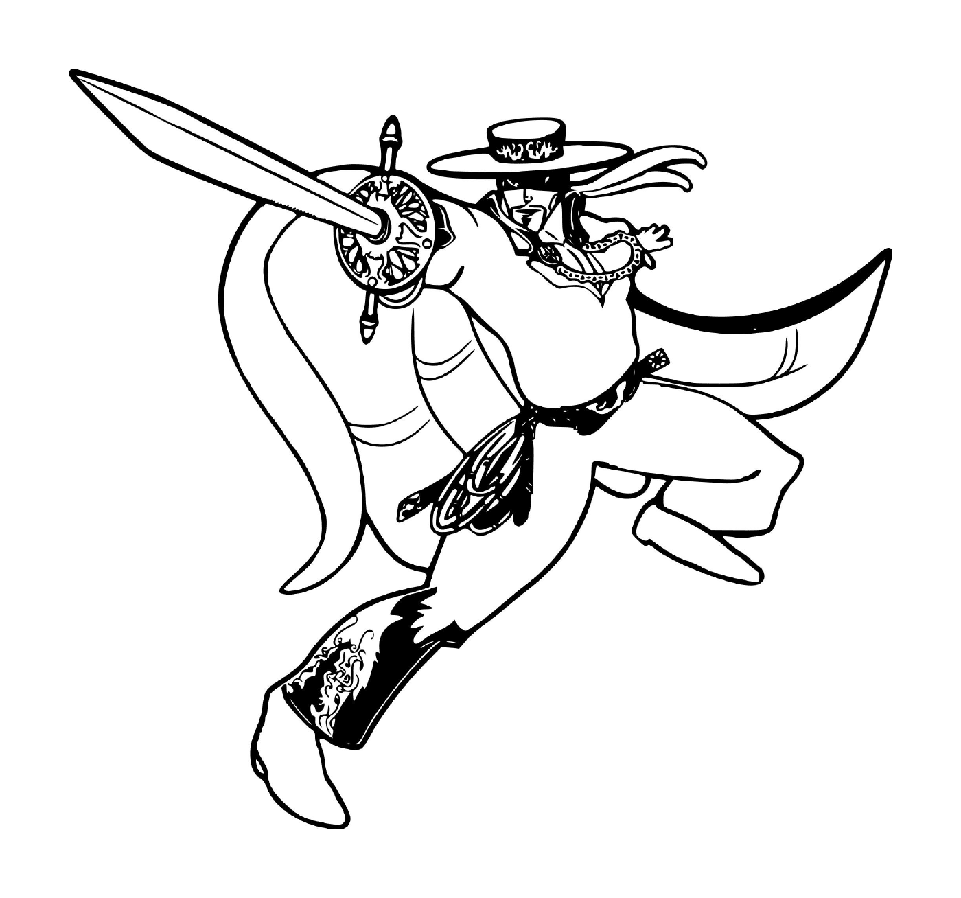  Zorro la volpe vigilante mascherata che tiene una spada 