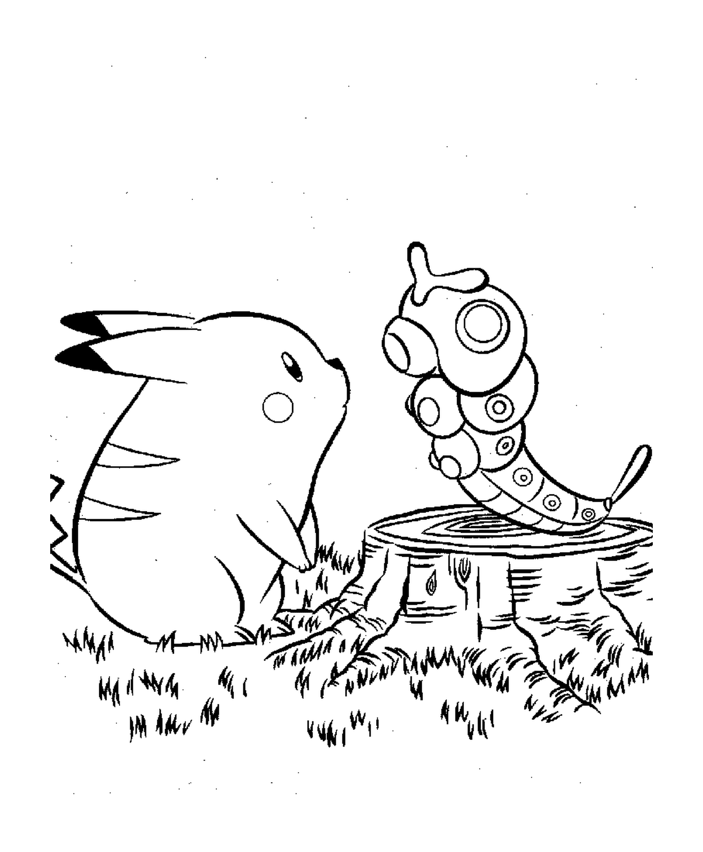  Pikachu accompanied by an insect 